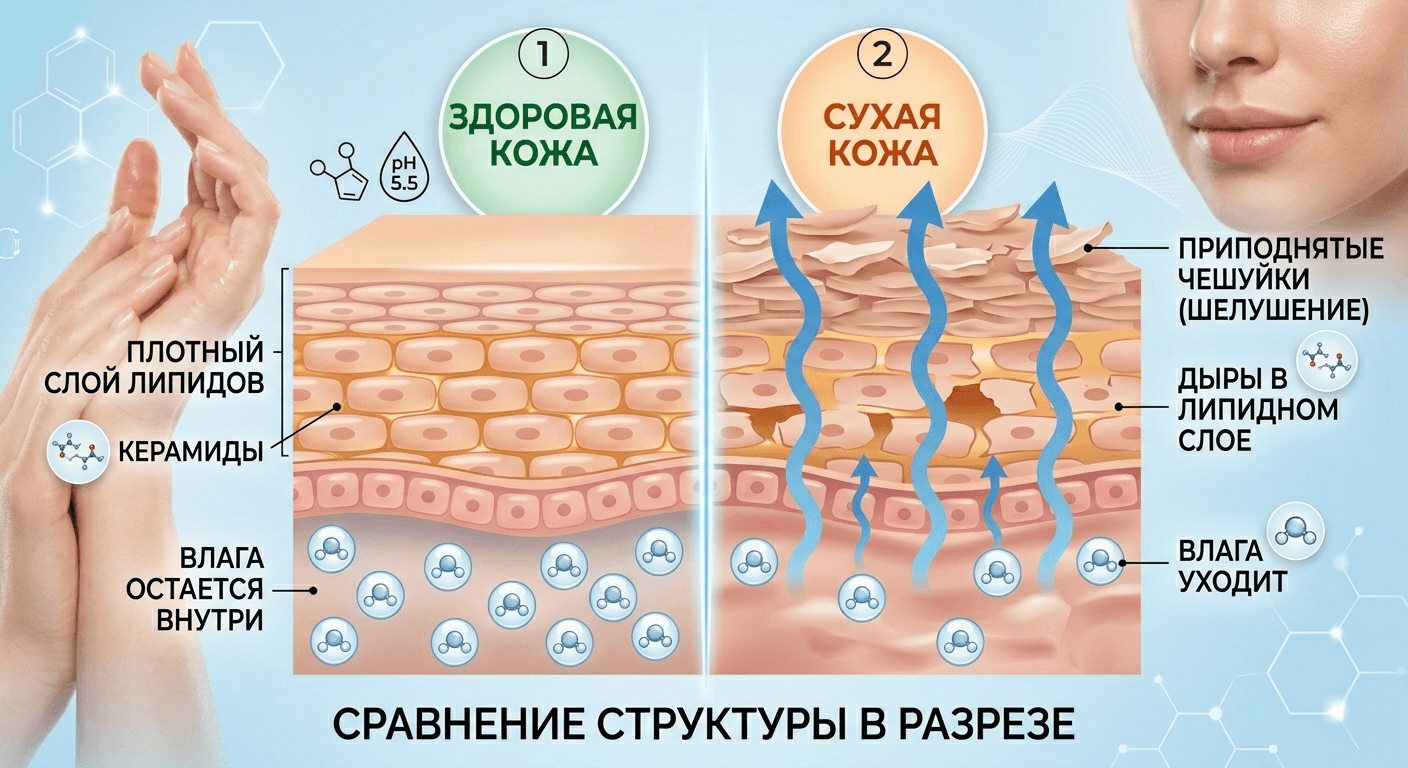 Сухая кожа - инфографика